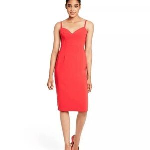 Red Sweetheart Midi Dress with Spaghetti Straps